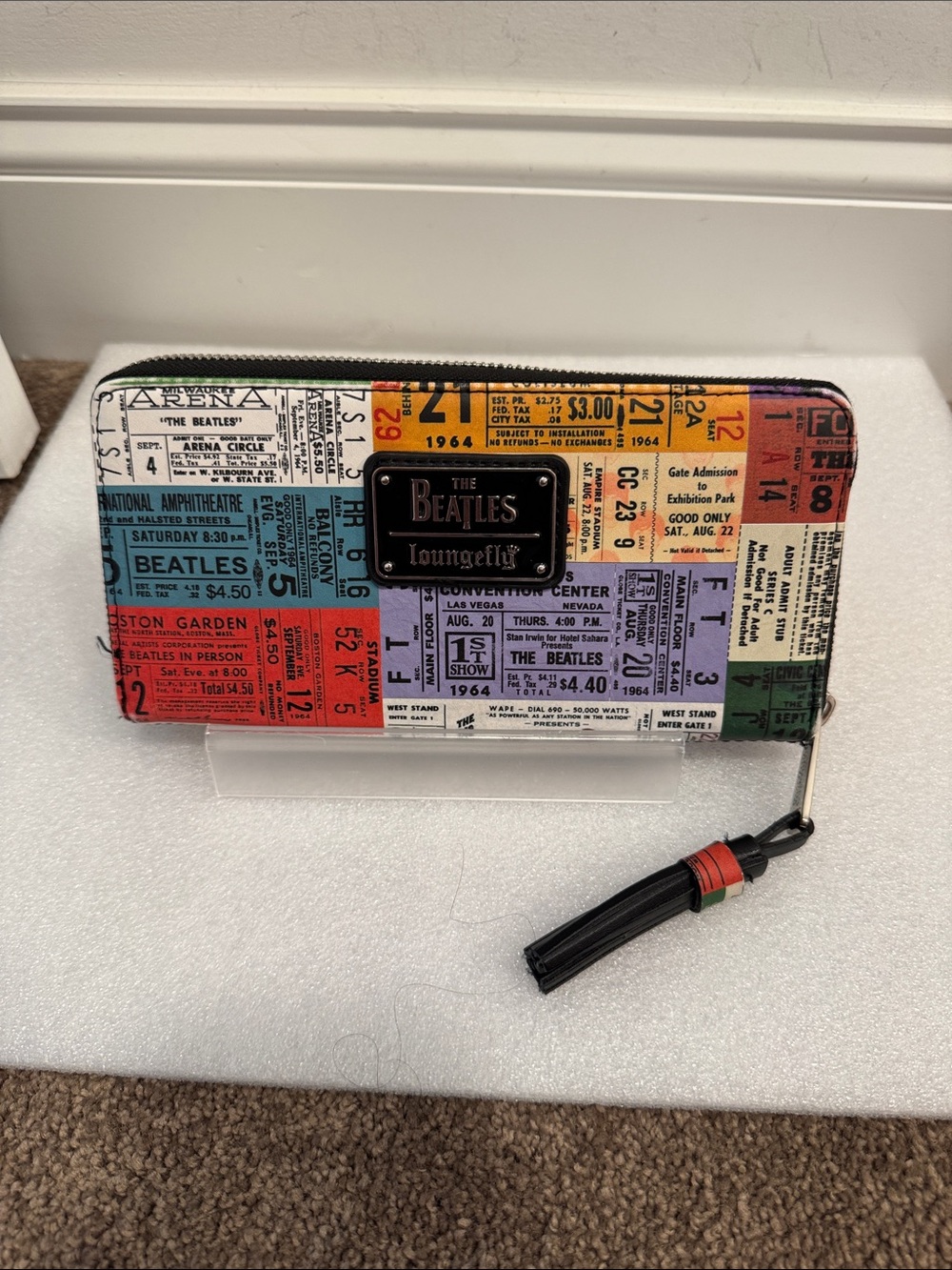 Loungefly The Beatles Ticket stub collage zip around wallet